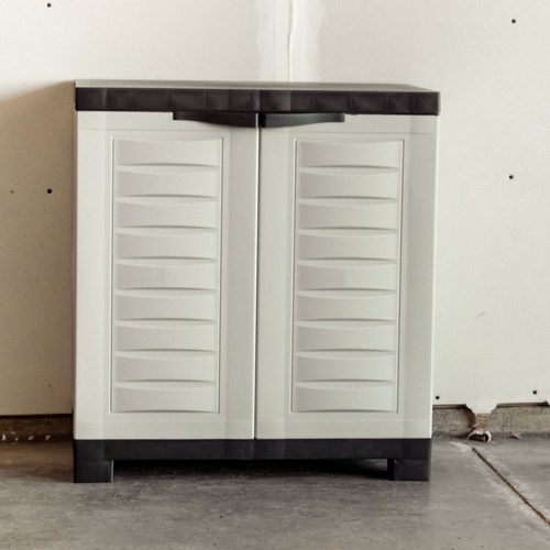 Heavy-Duty Plastic Storage Cabinet with Adjustable Shelf - Gray by Sunnydaze