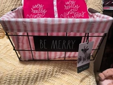 rae dunn storage basket + 2 potholder towel sets