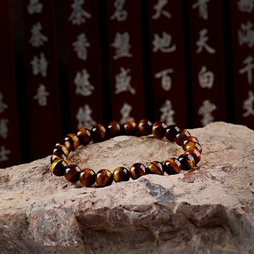 Handmade 8MM Tiger Eye Natural Stone Prayer Beads Bracelet For Mens Yoga Jewelry - Picture 8 of 10