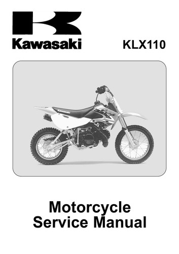 Kawasaki KLX 110, 2002 2003 2004 2005 2006 2007 2008 2009 Repair Service Manual