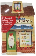 New 21 Assorted Holiday Cards & Envelopes By Paper Magic Decorative Reusable Box