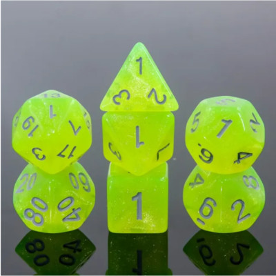    Neon Lemon DnD Dice Set | Dungeons and Dragons | 7 Dice RPG
