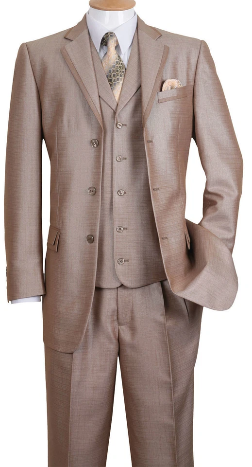 Men's Fashion Suit Lapel Trim Design With Vest and pants 3 Button 5 Colors 5909V - Image 2 of 4
