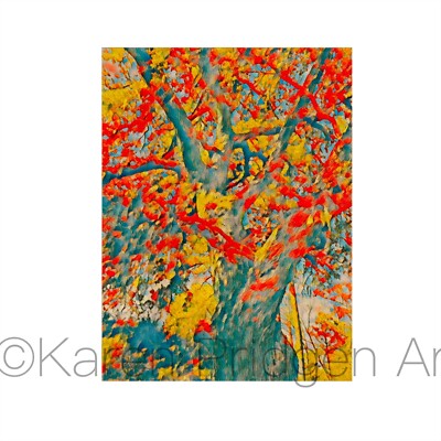 ACEO ATC Art Trading Card Print  Older And Wiser  Oak Trees Coastal Free Ship