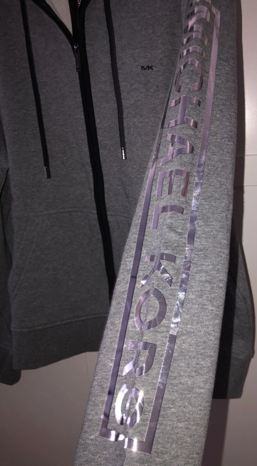 Felpa donna MICHAEL KORS grigia con cappuccio e zip nuova grande