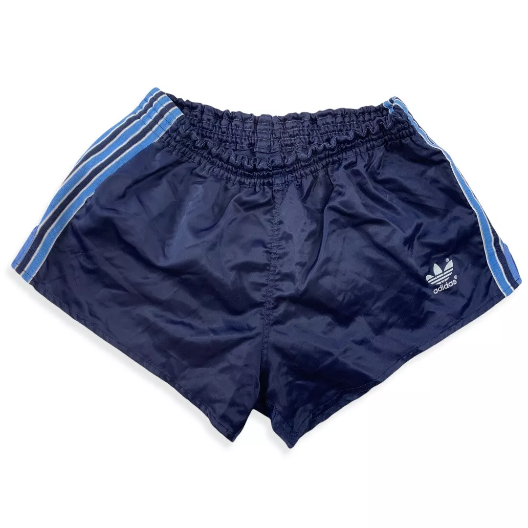Adidas vintage Shorts Gr. ca. S M Nylon 80er Blau Streifen