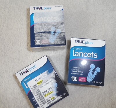Lot 3 Boxes NEW TRUEplus Universal Twist Top 28 Gauge 300 Lancets
