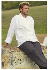 White Chef Coat. Mesh Back, Cloth Buttons, Long Sleeve, Size: XS - 481