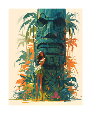 8x 10 Vintage Tiki Theme Hula Dancer Pin Up Art Print et6 | eBay