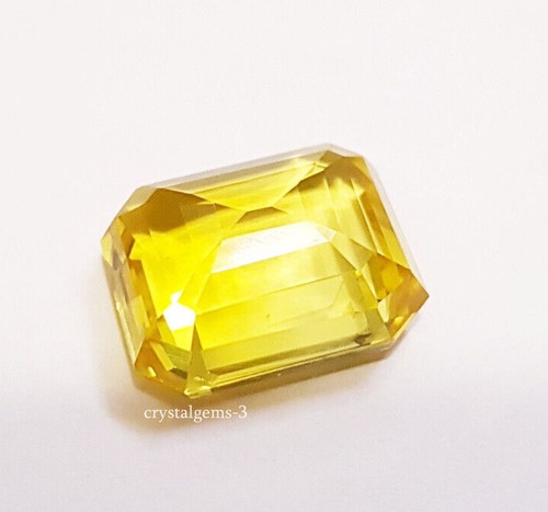 10.30 Ct Yellow Sapphire Sapphire Emerald Shape Jewelry making Loose Gemstone - Picture 6 of 7