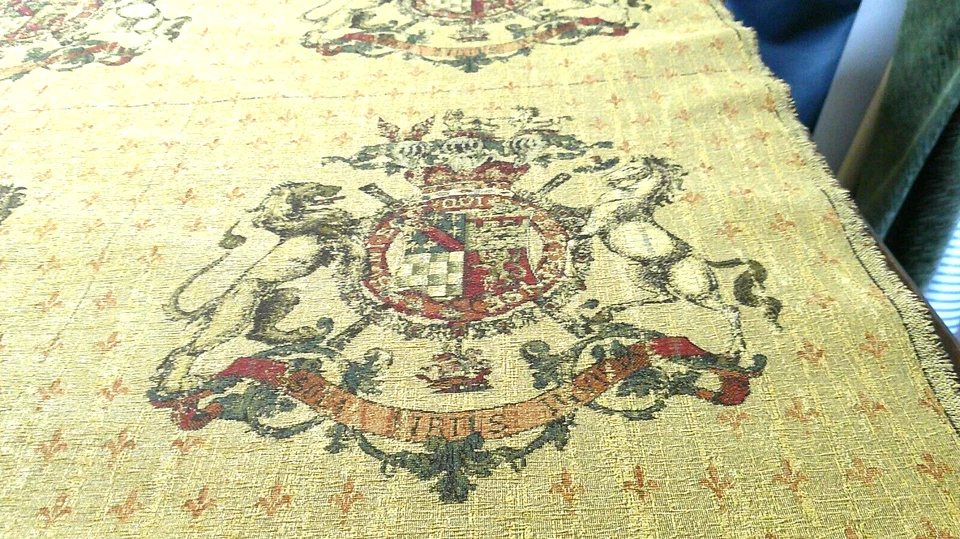 Vintage Tapestry Armorial Pillow Fronts "Coat of Arms" Stallion/Lion 18x18 Latin - Image 2 of 4