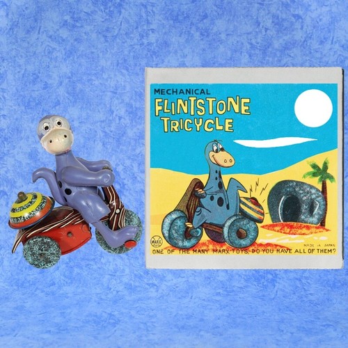 1962 FLINTSTONE'S DINO TRICYCLE Wind Up Toy by MARX Flintstones Trike RARE