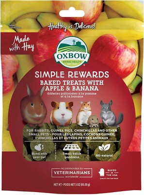 Oxbow Simple Rewards Apple Banana Guinea Pig Bunny Treats 3 oz Bag-US Made