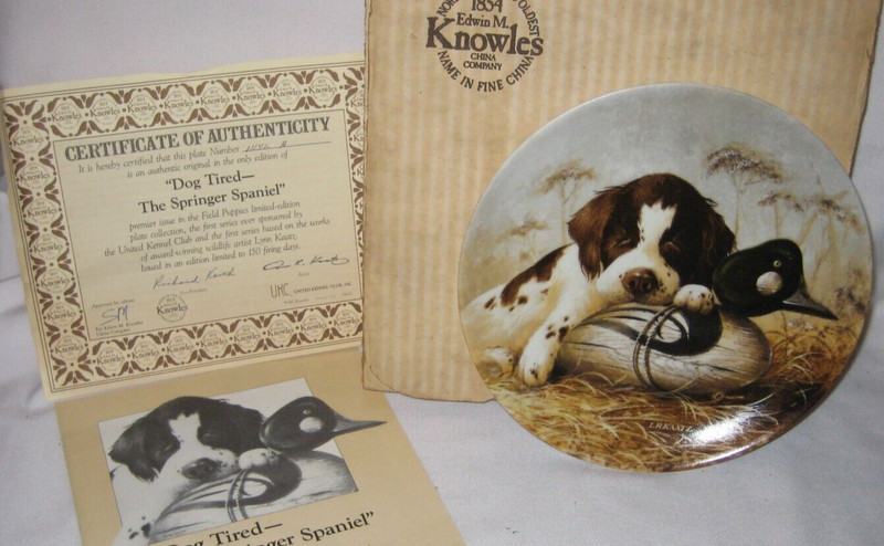 1987 - Dog Tired - Springer Spaniel - Collector Plate by Knowles w/COA Pre-Owned