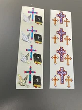 HAMBLY 2 PRISMATIC STICKERS CROSS BIBLE DOVE Christian VINTAGE RARE.