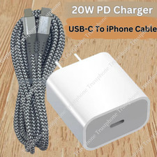 For iPhone 14 13 12 11 Pro Max iPad 20W PD Fast Charger Cord USB-C Power Adapter