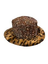 Vtg MR JOHN CLASSIC NEW YORK PARIS TAN WOOL Pheasant FEATHER Church DERBY Hat