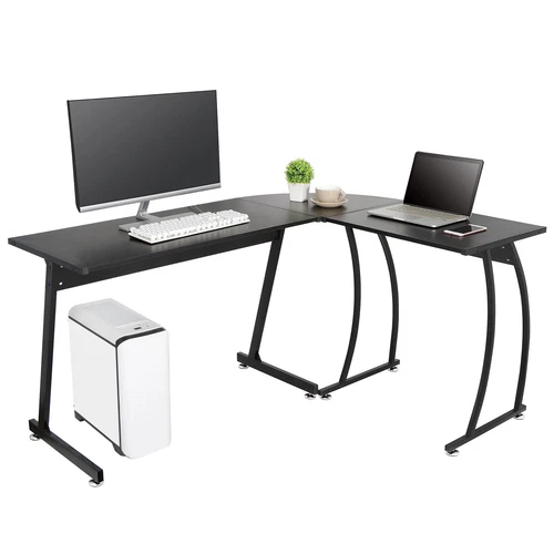 White/Brown/Black L-Shaped Computer Desk Gaming Table with Large Desktop Home  - Picture 6 of 25