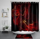 Modern Gold Abstract Marble Black and Red Shower Curtain Set for Bathroom Decor