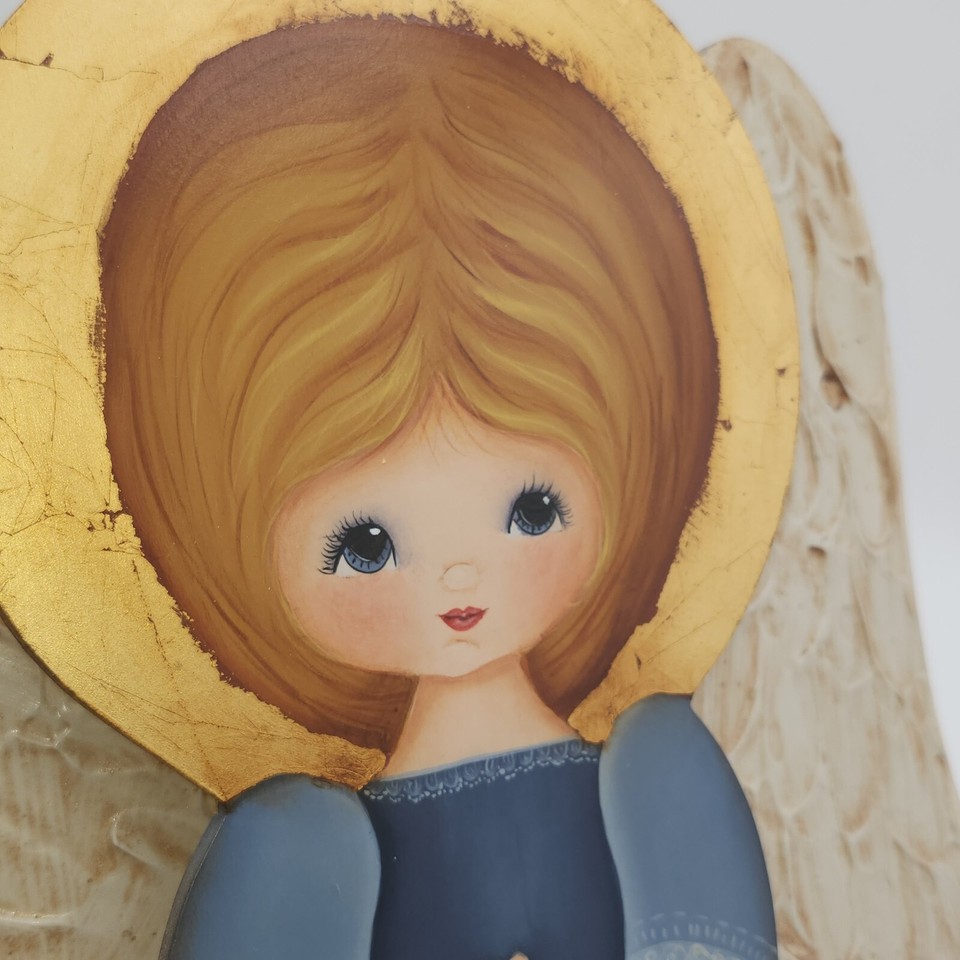 Angel Wall 16" Hanging Wood Country Farmhouse Folk Art Hand painted