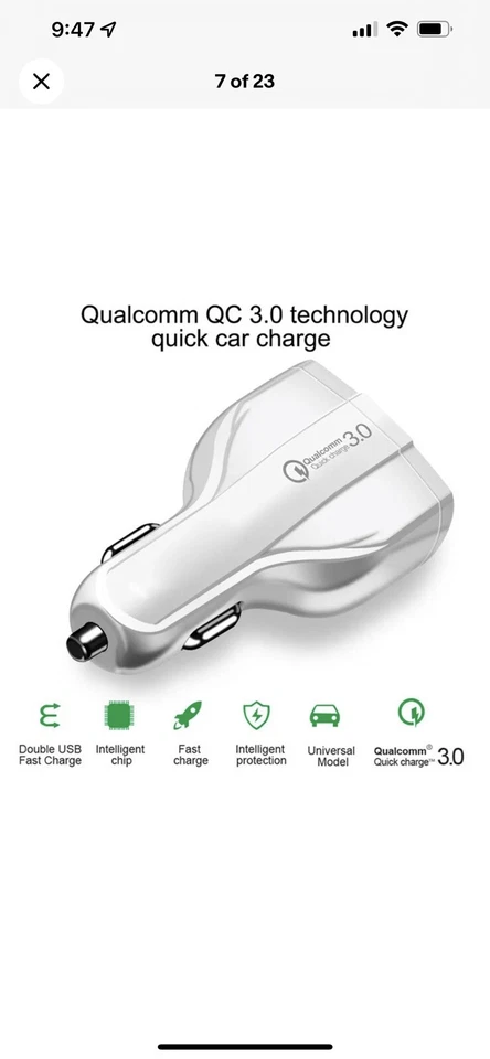 3-Port USB Fast Rapid Car Charger Adapter Type C Port for Android Samsung Galaxy - Image 3 of 4