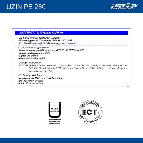 UZIN PE 280 Blitzgrundierung Dispersionsgrundierung mit Carbontechnologie 1-12kg - Afbeelding 3 van 8