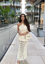 ZARA WOMANS HALTER  DRESS CROCHET SS23 2712/806 SIZE M