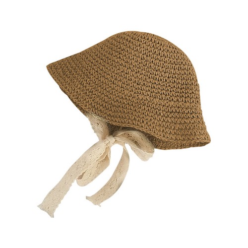 Lace Baby Sun Hat Summer Straw Bow Baby Girl Cap Breathable Children Beach Hats - Picture 8 of 8