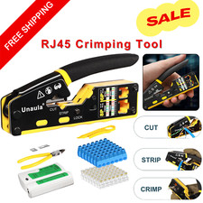 RJ45 Crimp Tool Kit with Pass-Through Ethernet Crimper, Cat5 / Cat6 Cable Tester
