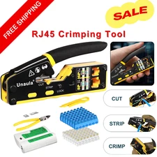 RJ45 Crimp Tool Kit with Pass-Through Ethernet Crimper, Cat5 / Cat6 Cable Tester