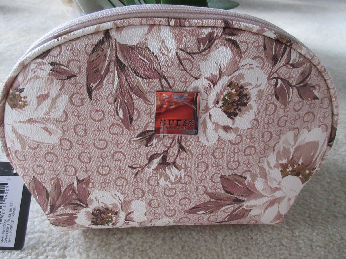 Guess Los Angeles Light Rose Multi Travel Makeup Cosmetic Case Bag New With  Tag