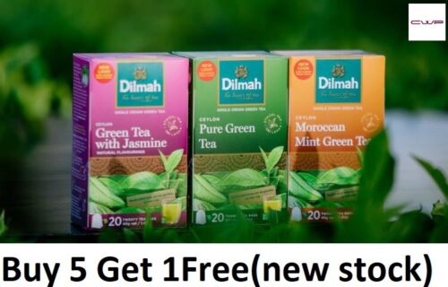 Ceylon Dilmah Pure Green,Moroccan mint,Ginger,Cinnamon,Jasmine Tea 20 bags - Picture 1 of 17