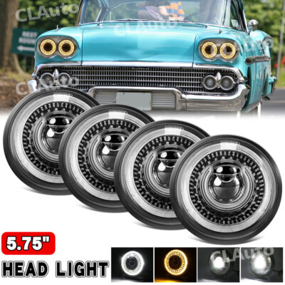 4PCS 5.75'' 5-3/4'' LED Headlights Start-up Halo DRL For Chevy Chevelle 1964-1970