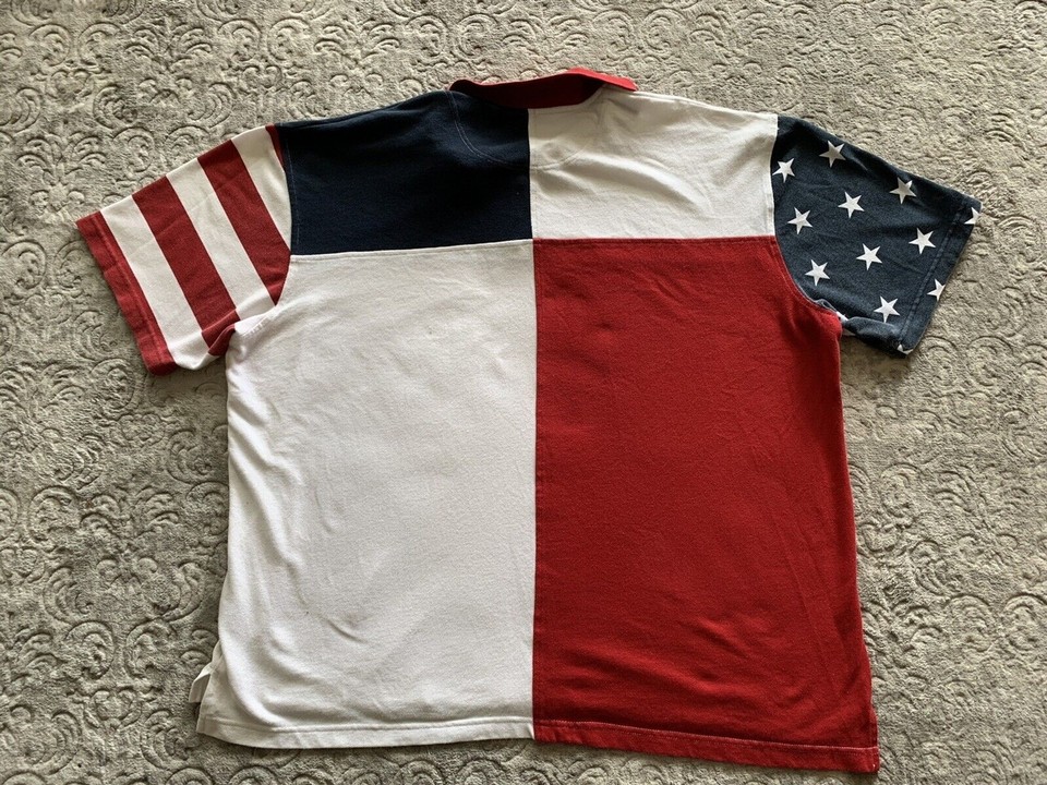 RedHead Polo Shirt Mens 3XL USA American Flag Stars & Stripes Cotton