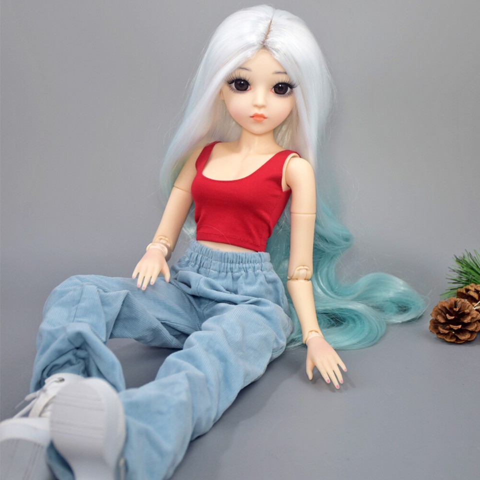60cm BJD Doll + Makeup + Eyes + Boots + Gradient Wig + Full Set Clothes