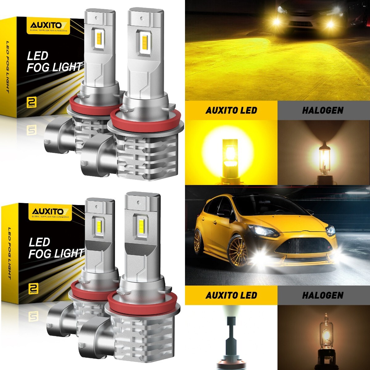 AUXITO H8 H11 LED Fog Light Bulb High Power White Golden Yellow Headlight