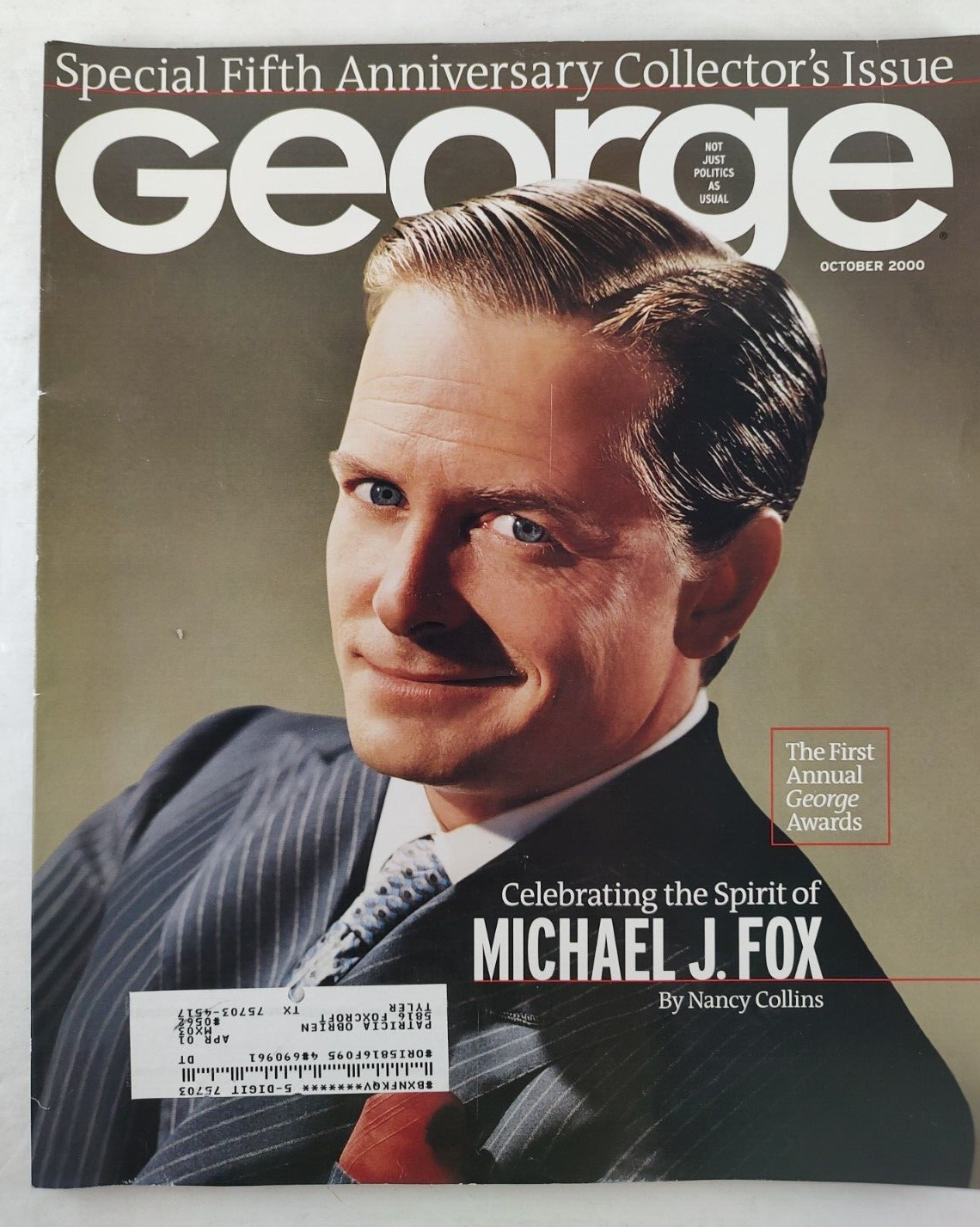 Vintage GEORGE MAGAZINE October 2000 Michael J Fox Cover