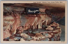 Rock Garden Mystery Cave Spring Valley Minnesota, Linen Postcard