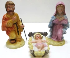 Vintage Nativity Set Porcelain Figurines Baby Jesus Manger Mary Joseph Taiwan