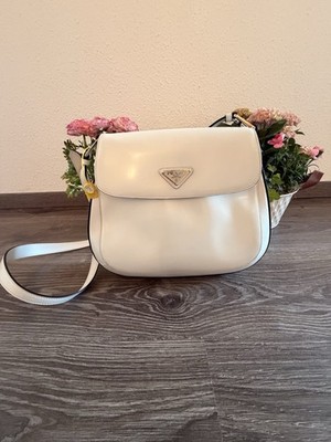 Prada Cleo Flap Bag White Weiß Leder Crossbody 1BD316 mit Zertifikat