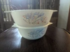 Vintage Pyrex Blue Iris Nesting Bowls  Casserole Set Made In England Set of 2