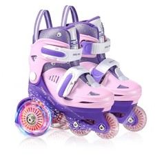 Toddler Roller Skates, 4 Adjustable Sizes, Light-up Wheels, Safety Three-Poin...