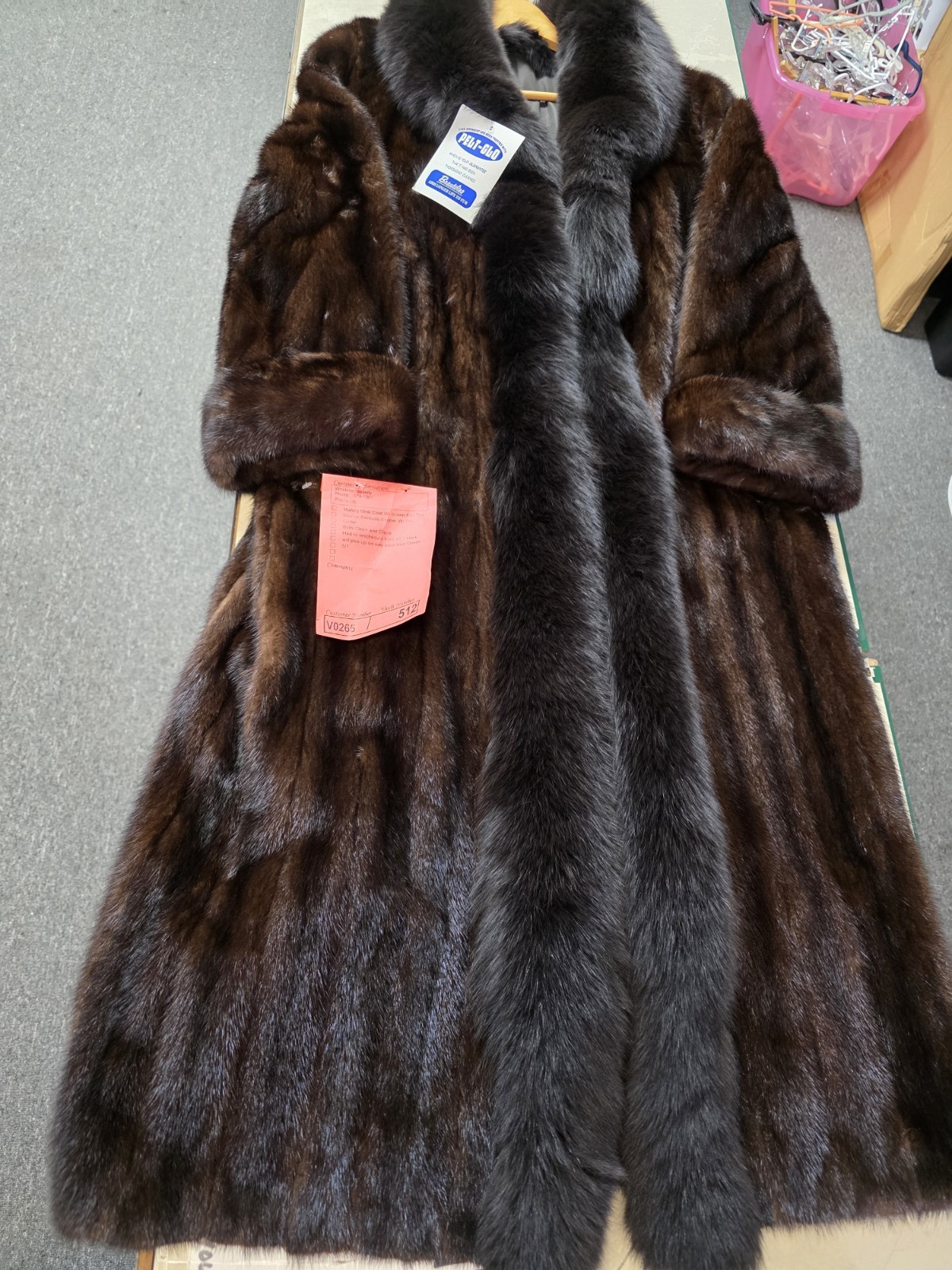 Mahog Mink Coat W/Brown Fox Tux. Beaver Sections Stroller W/Fox Beautiful Fur L