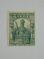 Vignette Exposition Universelle Liège Belgique 1905 fond non-coloré