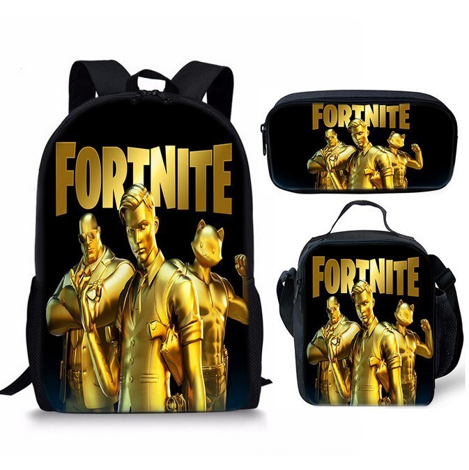 3D Game School Backpack Rucksack Insulated Lunch Bag Pencil Case 3Pcs Set Gift image 7