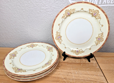 Noritake N662 Set of 4 Dinner Plates Floral Medallions Nippon Toki