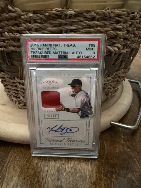 2015 Panini Nat.Treas. Mookie Betts #69 Treasured Material Auto PSA 9