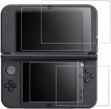 4Pack Screen Protector Set Tempered Glass Top  PET Film Bottom for New 3DS XL