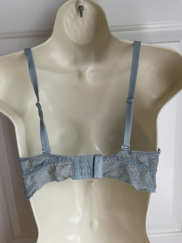 Soma Bra Bralette Geo Lace Plunge Size Medium M Dusty Blue Color All Lace - Picture 5 of 5