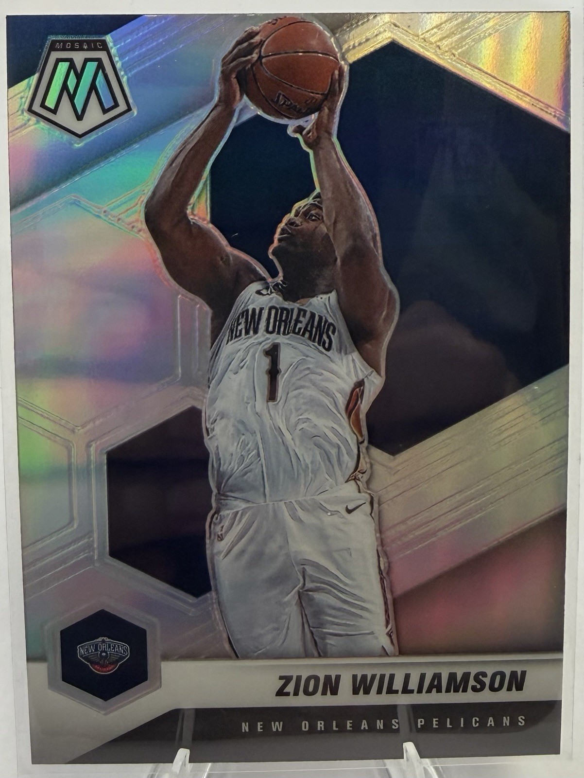 2020-21 Panini Mosaic - Zion Williamson #49 Silver Prizm